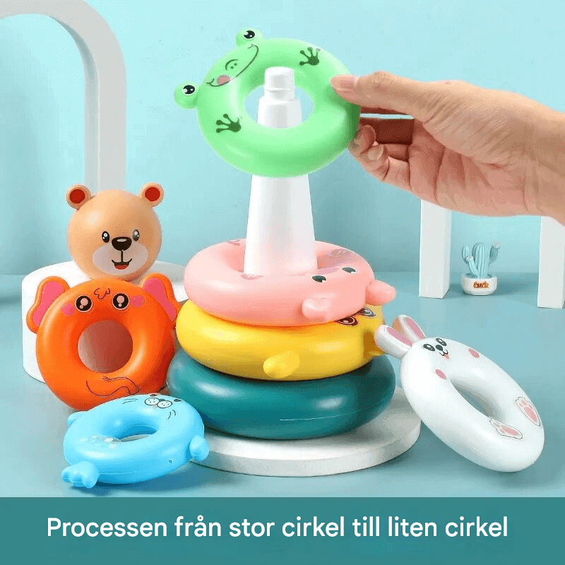 Stapelleksak Pyramidtorn för Bebisar – Utveckla Finmotorik och Kreativ Lek