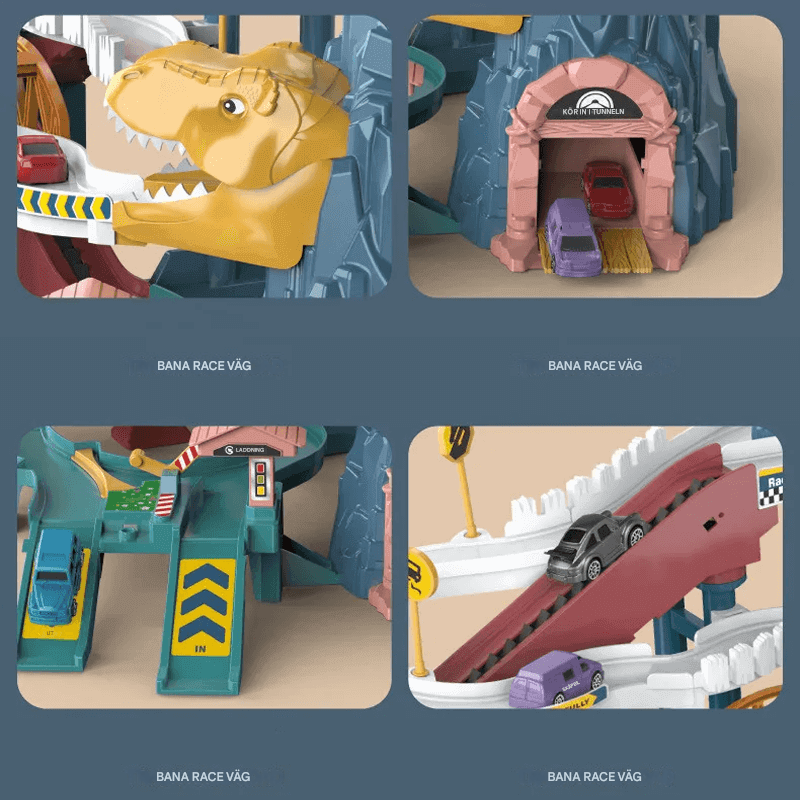 Dinosaurie Järnvägspark Leksakset – Kreativ Byggbar Banan med Dynamiska Bilar för Barn