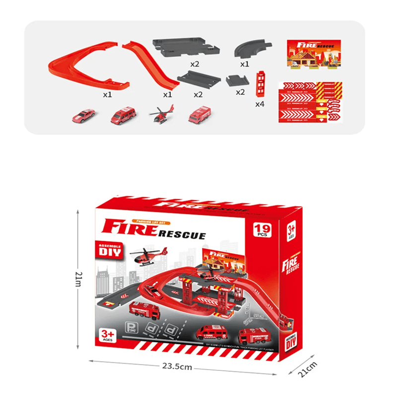 Bil Parkeringshus Leksaksset – Fri Montering med Flera Leksaksbilar och Olika Stilar