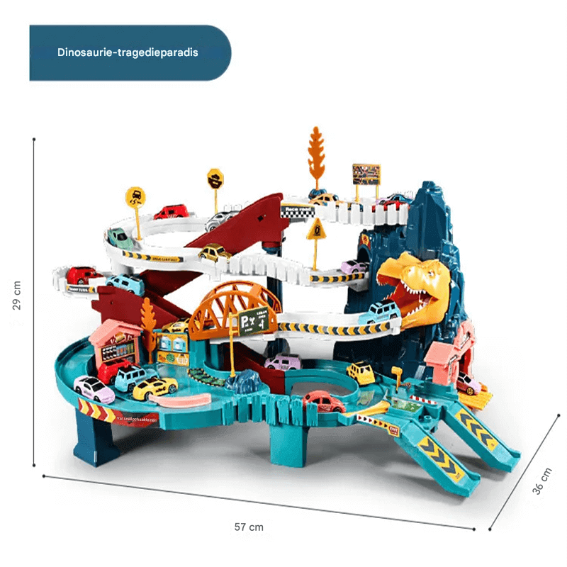 Dinosaurie Järnvägspark Leksakset – Kreativ Byggbar Banan med Dynamiska Bilar för Barn