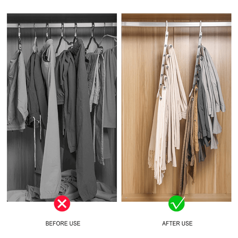 6-i-1 Hopfällbar Byxhängare i Rostfritt Stål | Multifunktionell Klädhängare för Garderob & Resa – Spara Utrymme med Justerbara Lager