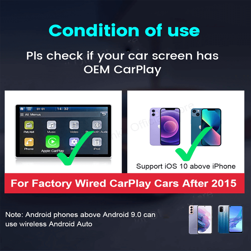 Adaptateur CarPlay sans fil pour voiture