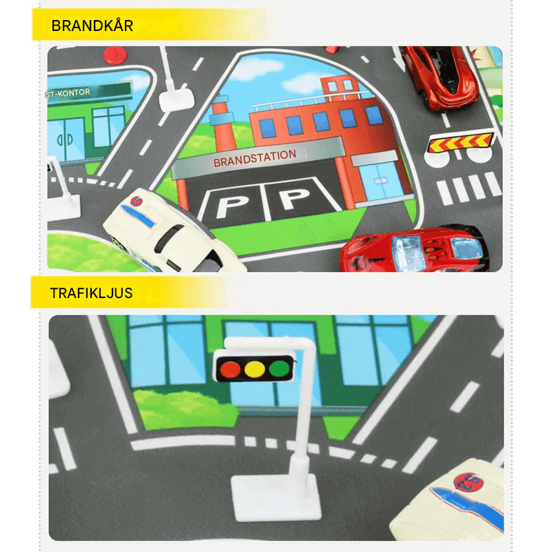 Stadsinspirerad Lekmatta – Vägkartaplansch för Kreativ och Pedagogisk Lek