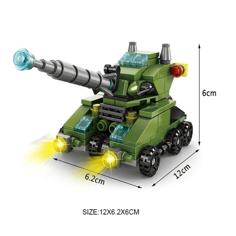 6-i-1 Byggklossar Fordonsset för Barn | Brandbil, Stridsvagn & Helikopter – STEM Leksak för Kreativ Lek & Lärande (6–10 år)