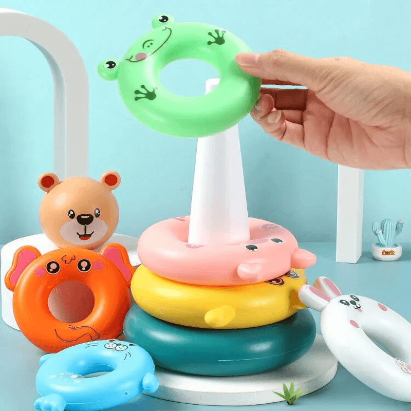 Stapelleksak Pyramidtorn för Bebisar – Utveckla Finmotorik och Kreativ Lek