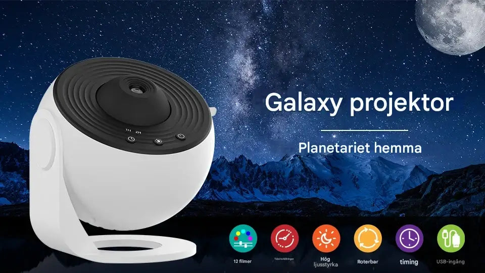 CosmaView – Stjärnhimmel Projektorlampa för Barnrum och Sovrum | Galaxy Projektor med 360° Rotation