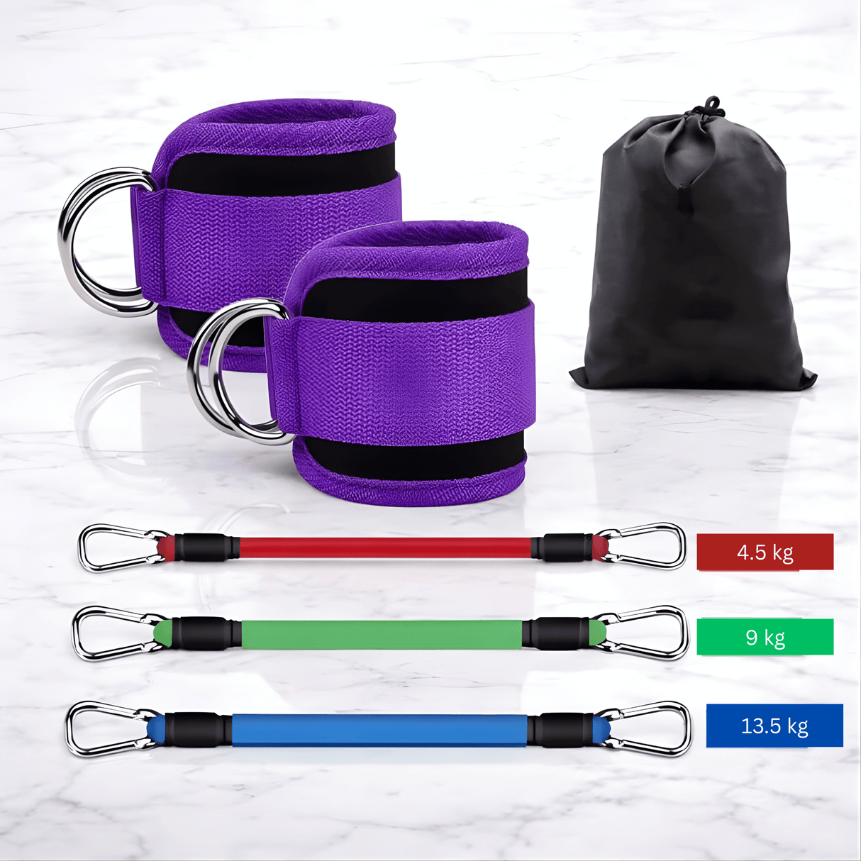 BootyFlex – Ankelbasert motstandsbåndsett med justerbar belastning for ben, hofter og hjemmetrening