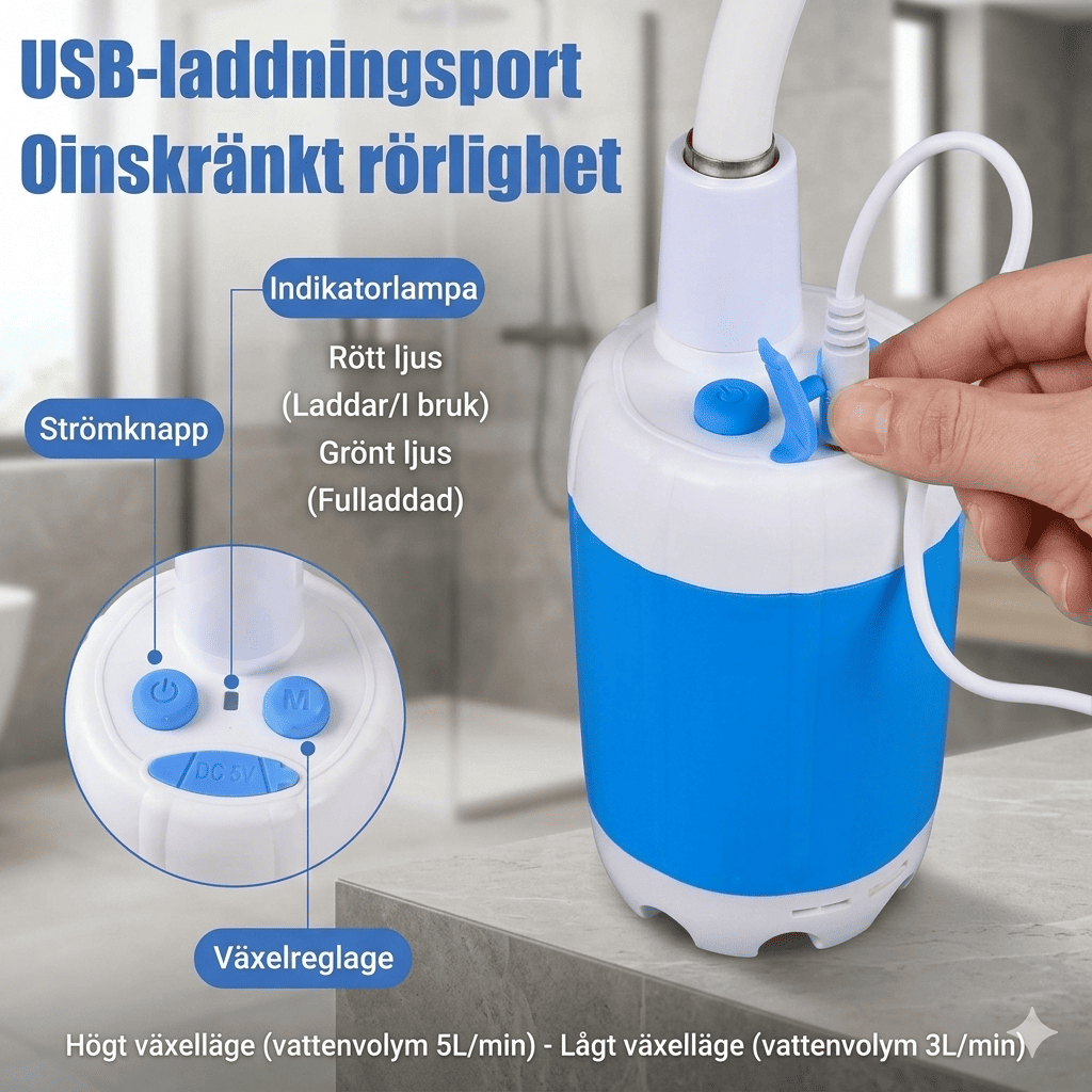 CampFlow - Bärbar Duschenhet med Vattenpump