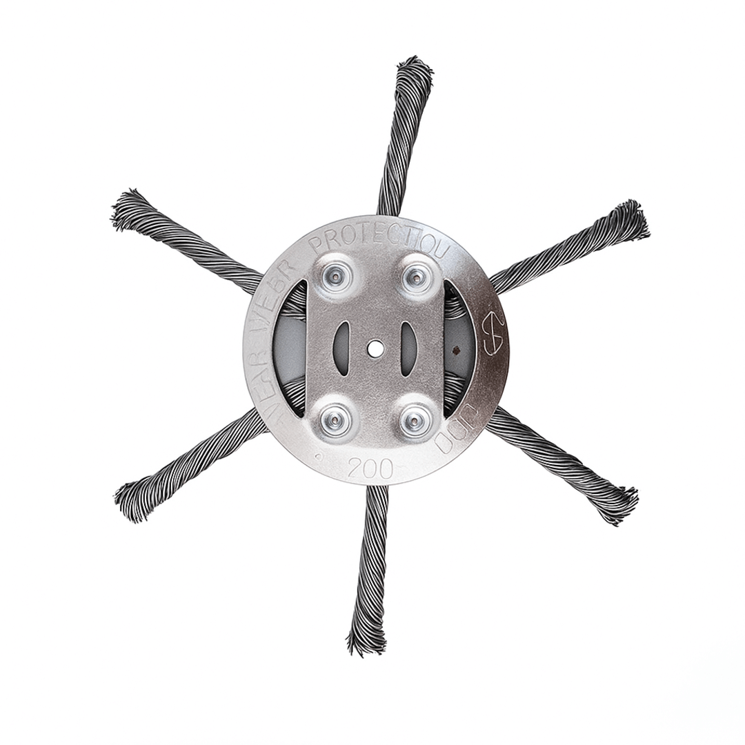 SteelSweep – Universalt stålbørstehode for gresstrimmer | For fjerning av mose, ugress og rust