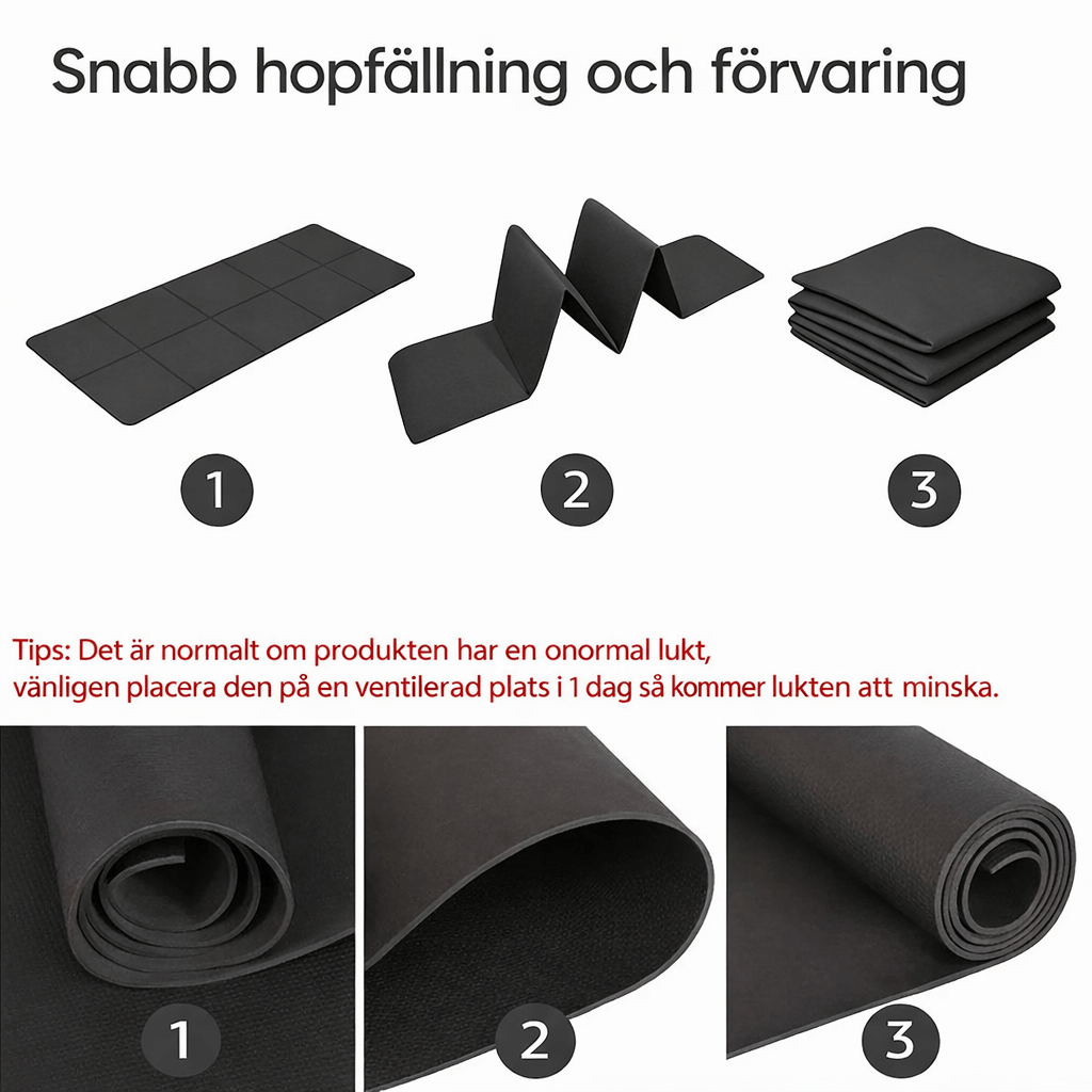FlexiMat – Sammenleggbar, sklisikker yogamatte i EVA med 4 mm demping for yoga, pilates og trening