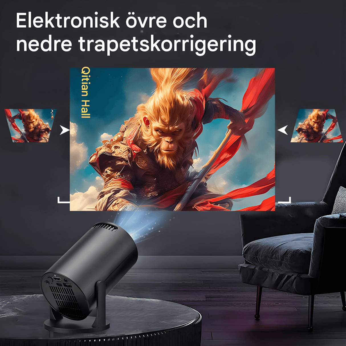 MiniBeam – Trådlös Mini Projektor med Skärm Delning, 500 ANSI Lumen och 16:9 Stöd för Hem, Kontor och Resa