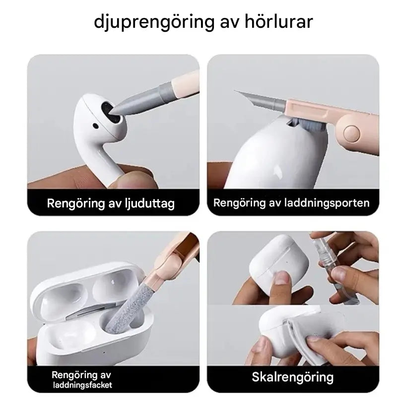 CleanMate – 7-i-1 Rengöringskit för Tangentbord & Hörlurar | Smart Vårdlösning för Dator & Teknikprylar