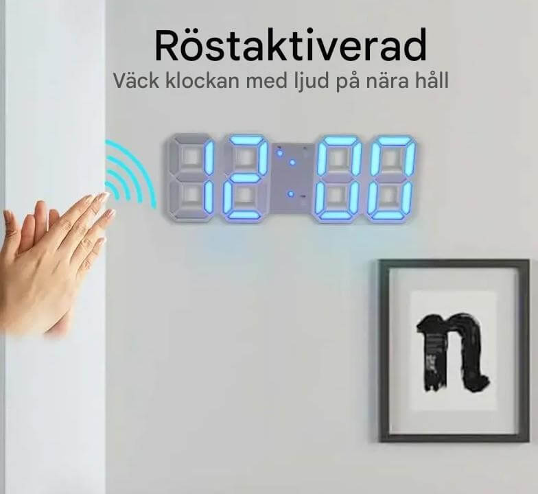 BrightChrono – 3D Digital LED Vägg- & Bordsklocka | Stilren Tidsvisning för Hem & Kontor