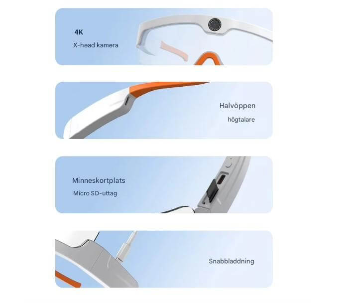 SmartSol – Solglasögon med Inbyggd Kamera och Trådlösa Hörlurar | Kompakta och Funktionella för Aktiva Äventyr