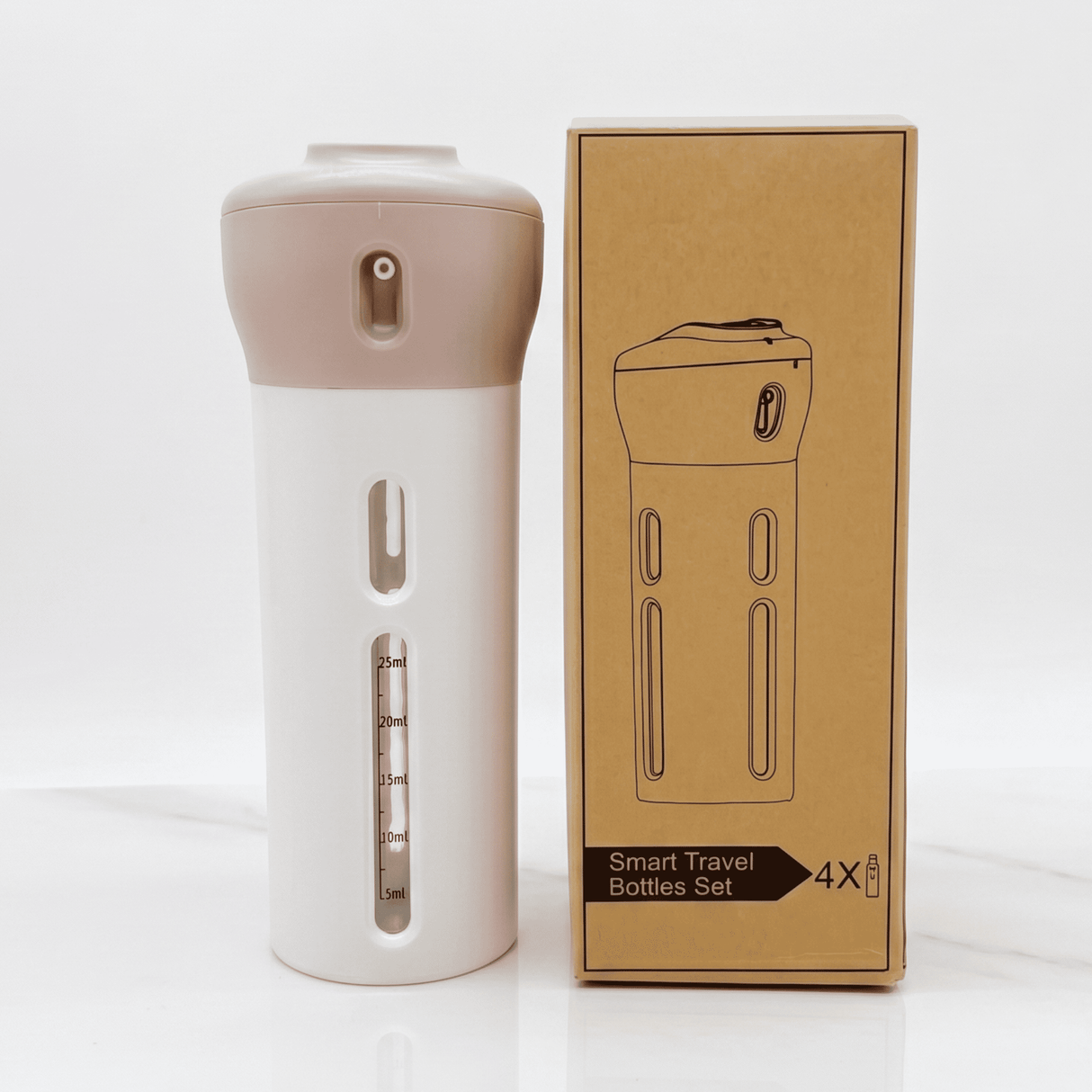 SpinFill – Distributeur de voyage rotatif 4-en-1 avec flacons de recharge anti-fuites de 40 ml – Flacon de voyage compact