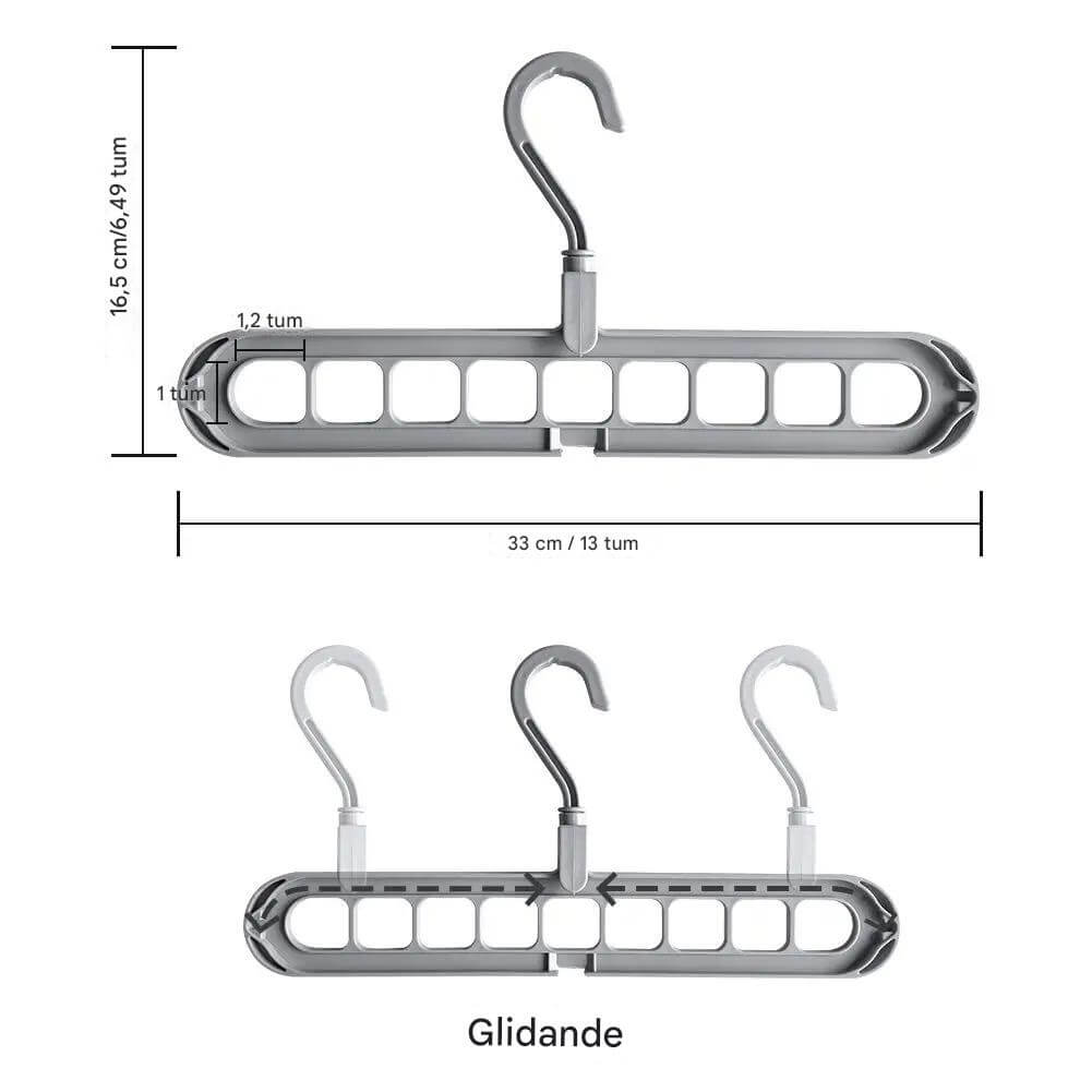 ClosetEase - Platsbesparande Klädhängare | Multifunktionell Galge med 9 Krokar & 360° Roterande Krok