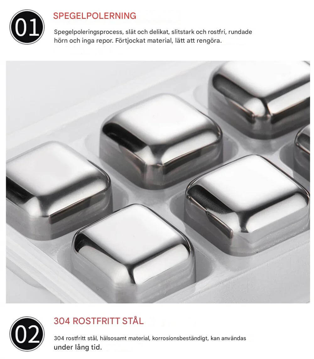 FrostGleam – Isbitsset i Rostfritt Stål | Återanvändbara Isbitar för Whiskey, Vin & Cocktails – Stilrent, Svalt & Utan Utspädning