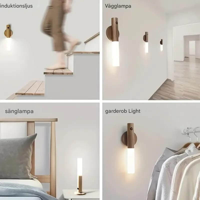 SensoRay – Trådlös LED-Nattlampa med Rörelsesensor | Elegant Trädesign och Uppladdningsbar
