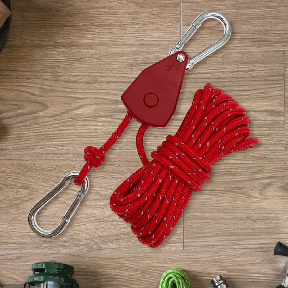 ReflectaCord – Reflekterande Tältlina 5M med Justerbar Trissa för Camping