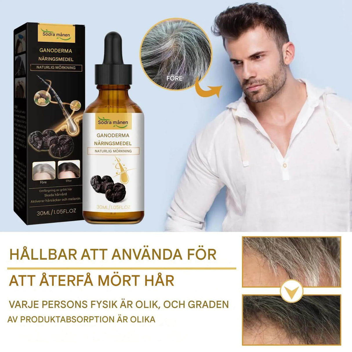 ToneRoot Serum – Hårserum för Grått och Vitt Hår | Naturlig Färgförbättring och Näring för Hårbotten