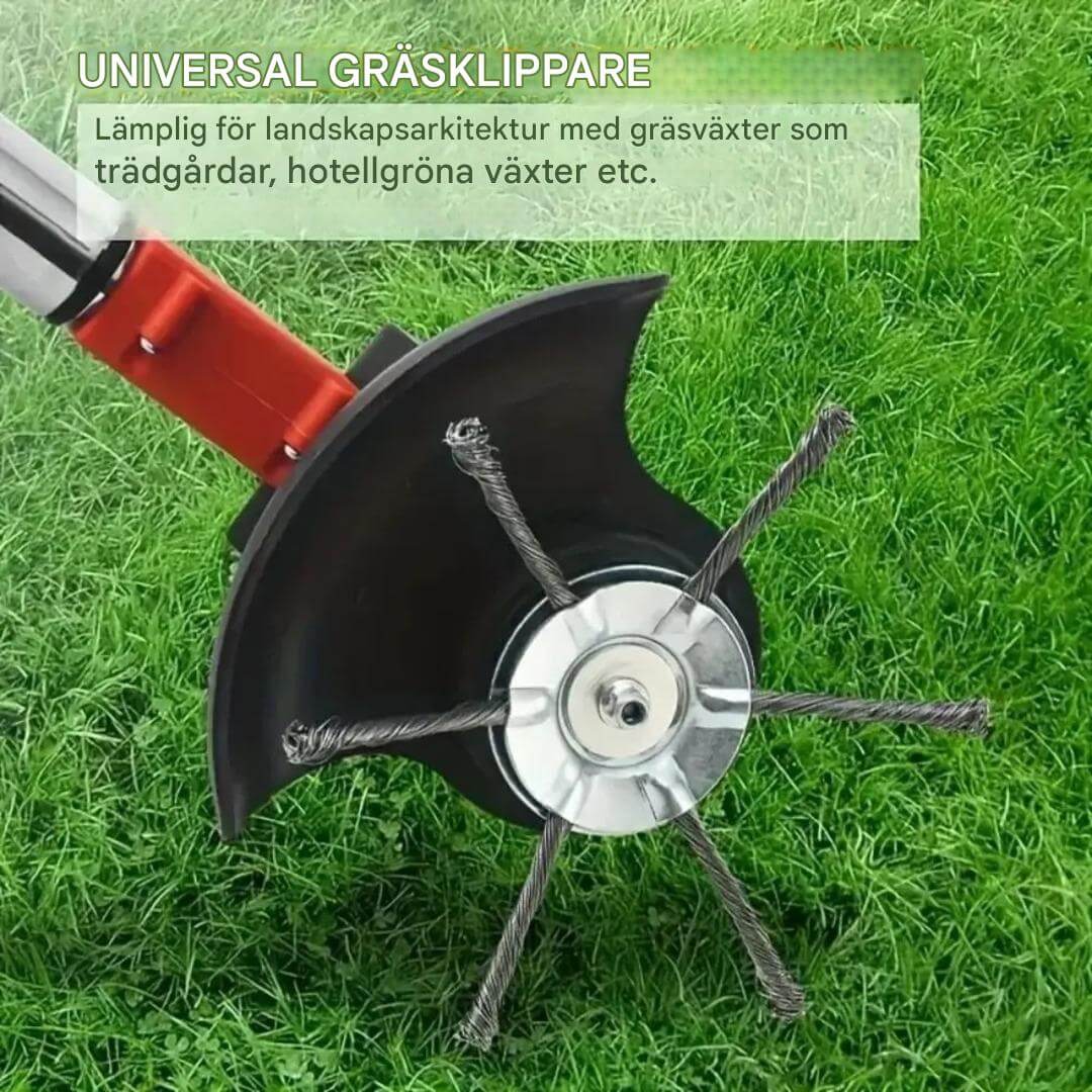 SteelSweep – Universalt stålbørstehode for gresstrimmer | For fjerning av mose, ugress og rust