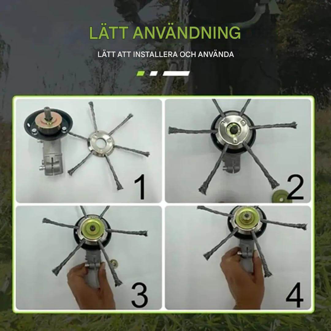 SteelSweep – Universalt stålbørstehode for gresstrimmer | For fjerning av mose, ugress og rust