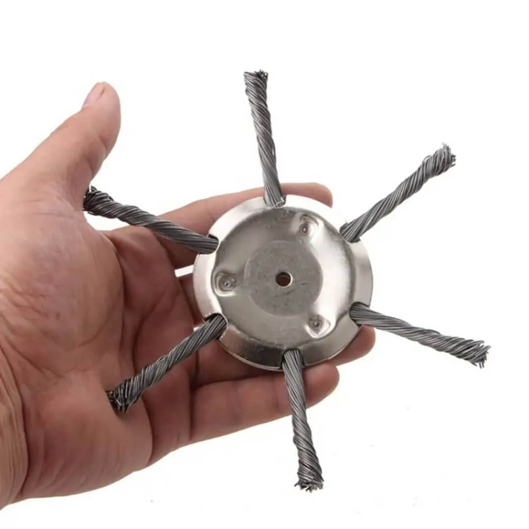 SteelSweep – Universalt stålbørstehode for gresstrimmer | For fjerning av mose, ugress og rust