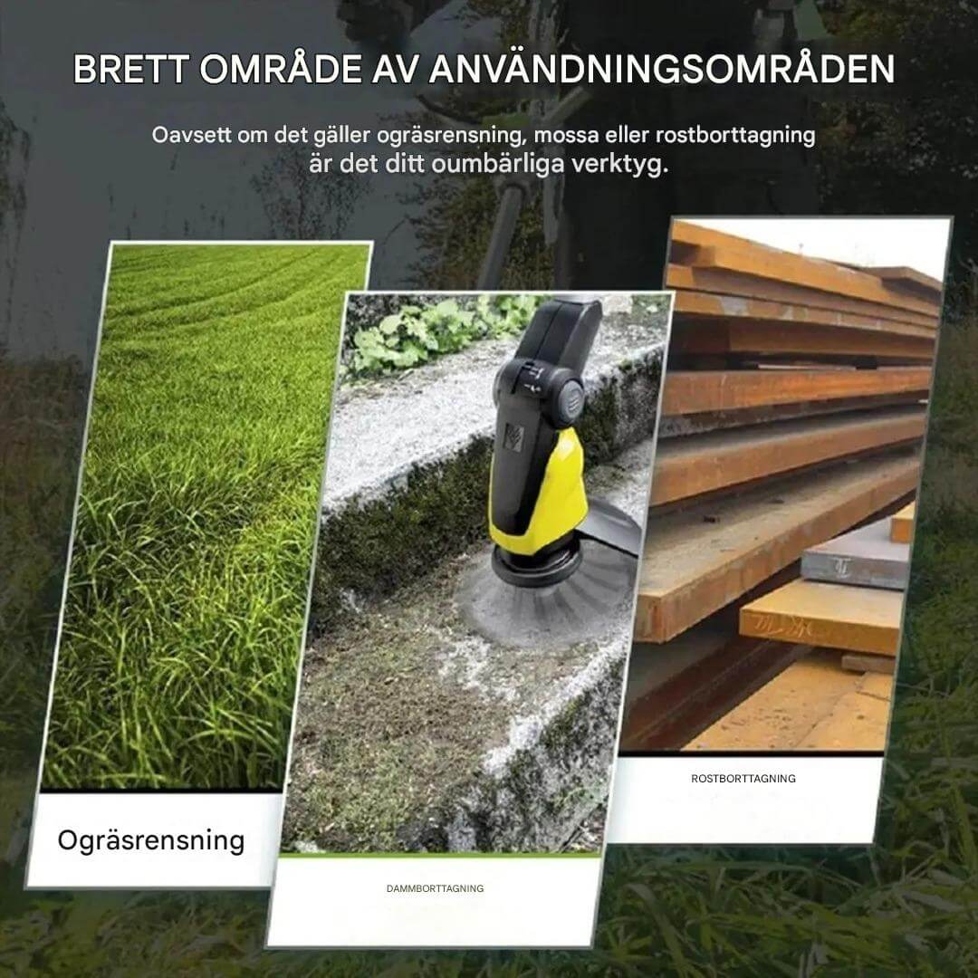 SteelSweep – Universalt stålbørstehode for gresstrimmer | For fjerning av mose, ugress og rust