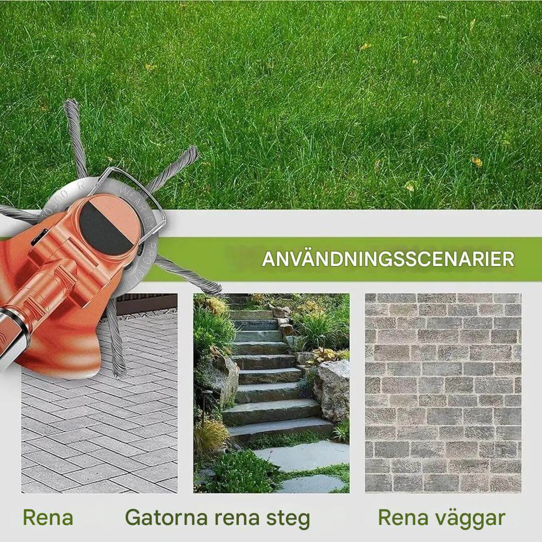 SteelSweep – Universalt stålbørstehode for gresstrimmer | For fjerning av mose, ugress og rust