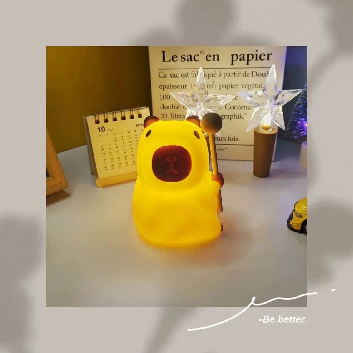 LumiBara – Kapybara Nattlampa i Silikon för Barn | Mjuk, Uppladdningsbar och Trygg Ljuskompis vid Sängkanten