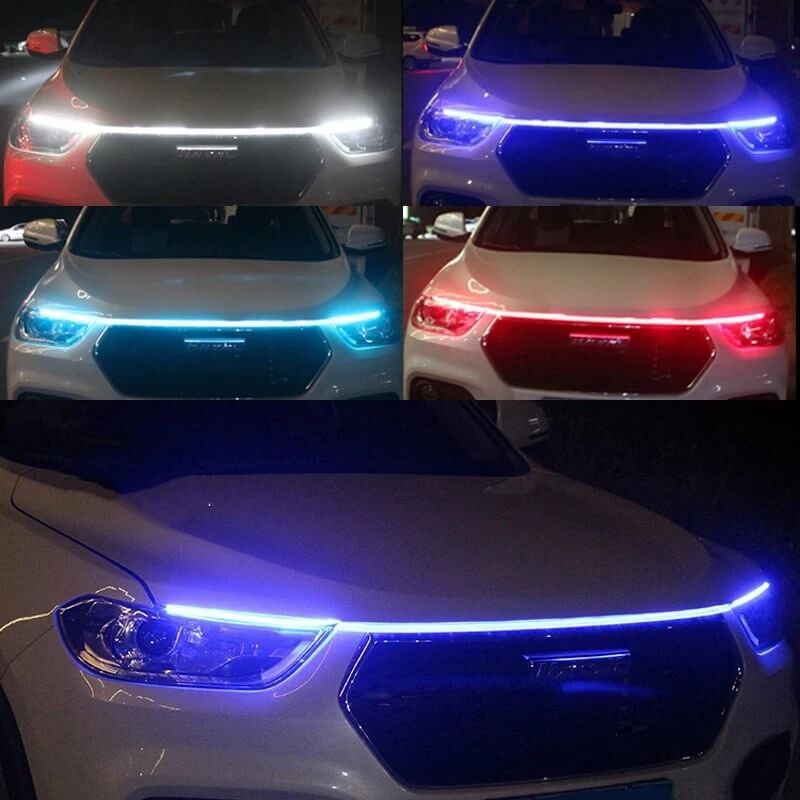 GlowTail - LED DRL Huvlist för Bil | 150cm Sekventiellt Ljusband med Vattentålig Design