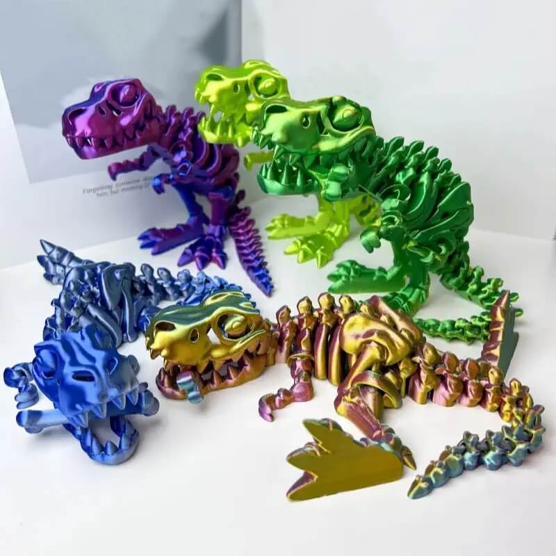 DinoFlex - Rörlig 3D-printad Dinosauriemodell för Lek och Dekor