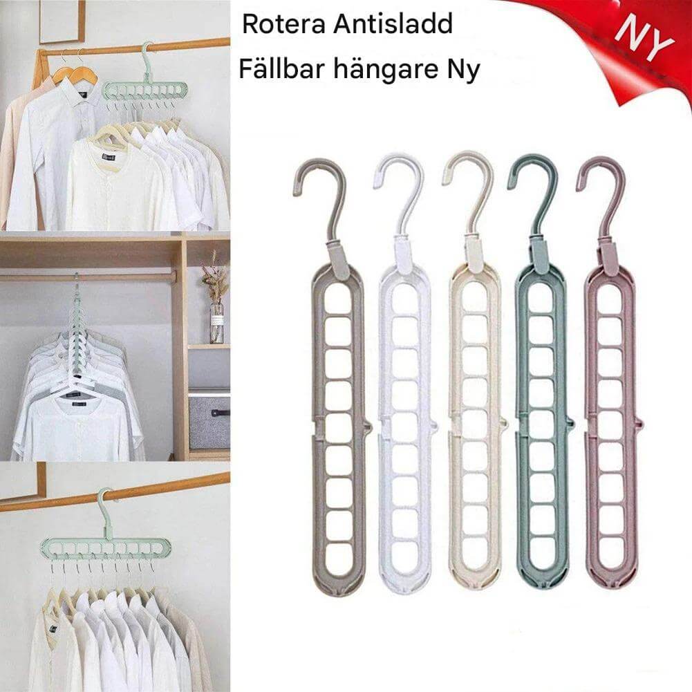 ClosetEase - Platsbesparande Klädhängare | Multifunktionell Galge med 9 Krokar & 360° Roterande Krok