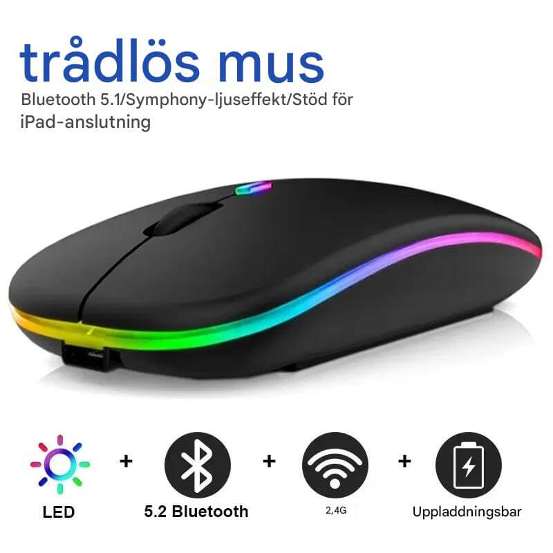 VibeGrip – Trådlös RGB Ergonomisk Mus | Stil, Komfort och Precision i Ett