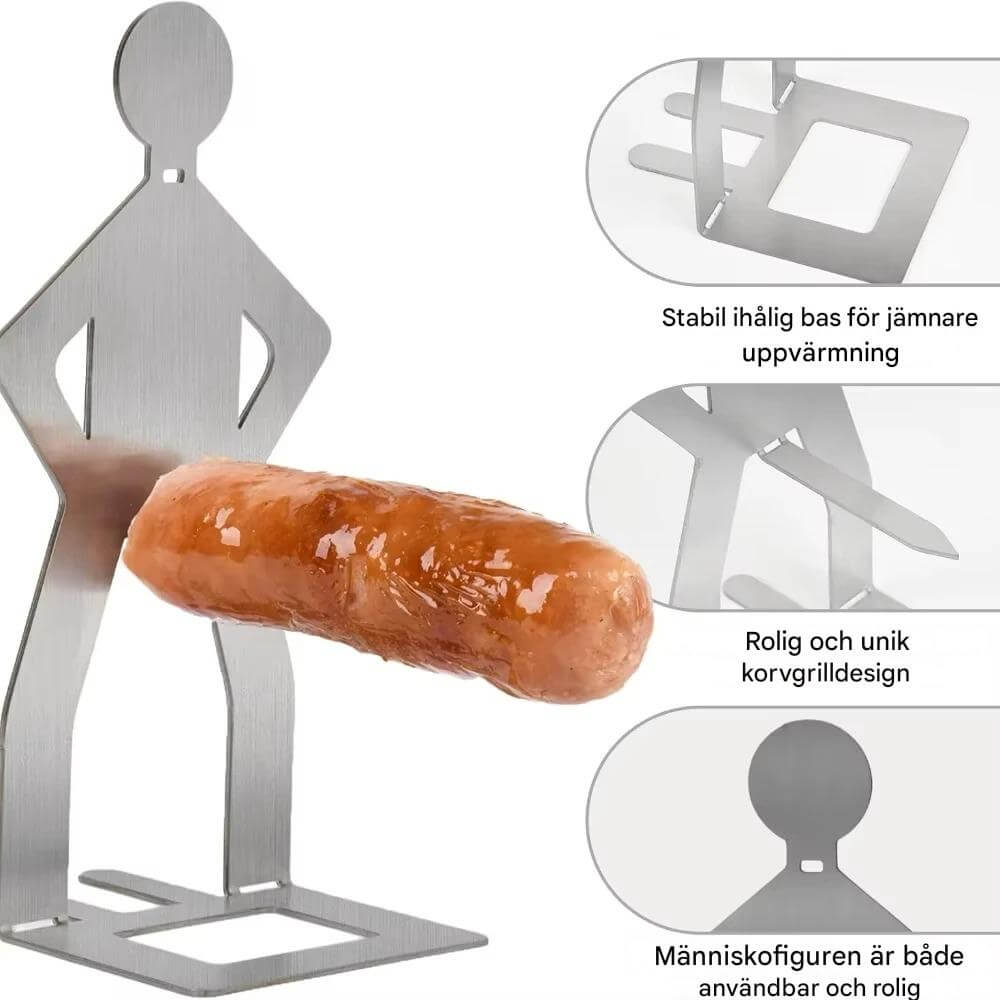 Sausbro - Bärbar korvhållare i rostfritt stål för camping, grill och picknick 5st