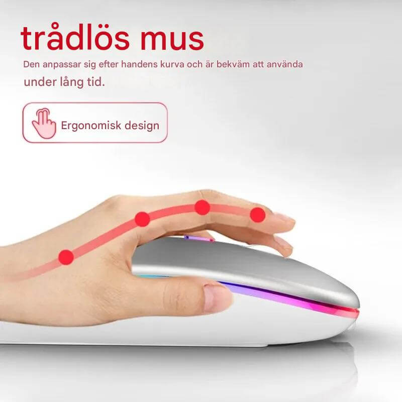 VibeGrip – Trådlös RGB Ergonomisk Mus | Stil, Komfort och Precision i Ett