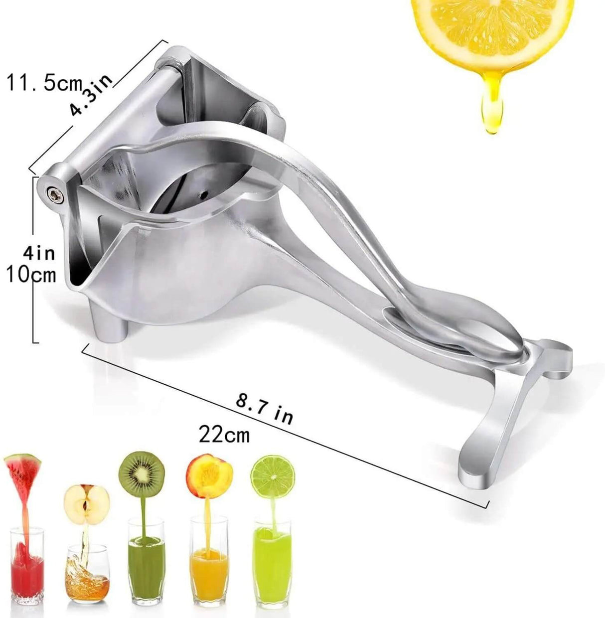 FruktPressa – Manuell Juicepress i Aluminium | Enkel Pressning av Citrus, Granatäpple och Mer