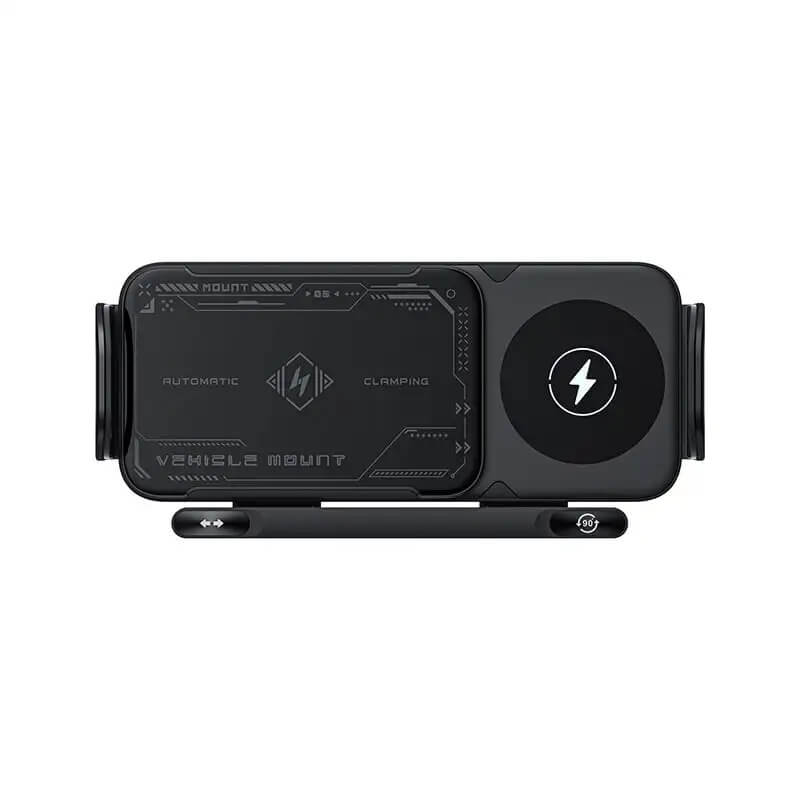 ChargeMount - Justerbar Smart Biltelefonhållare med 15W Trådlös Laddningsplatta för Fällbara Skärmar