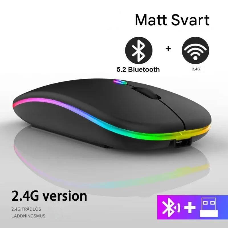 VibeGrip – Trådlös RGB Ergonomisk Mus | Stil, Komfort och Precision i Ett