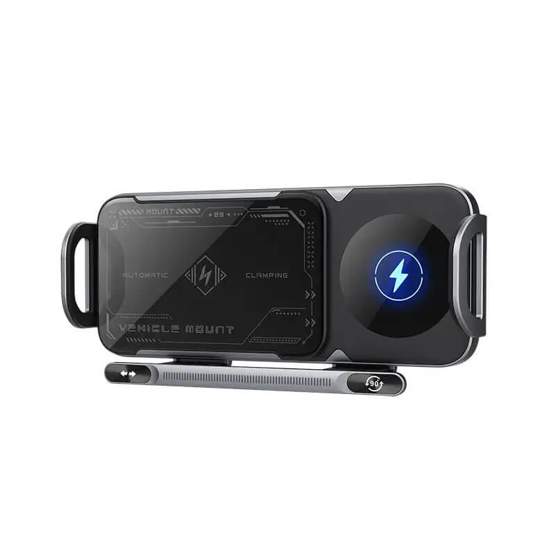 ChargeMount - Justerbar Smart Biltelefonhållare med 15W Trådlös Laddningsplatta för Fällbara Skärmar