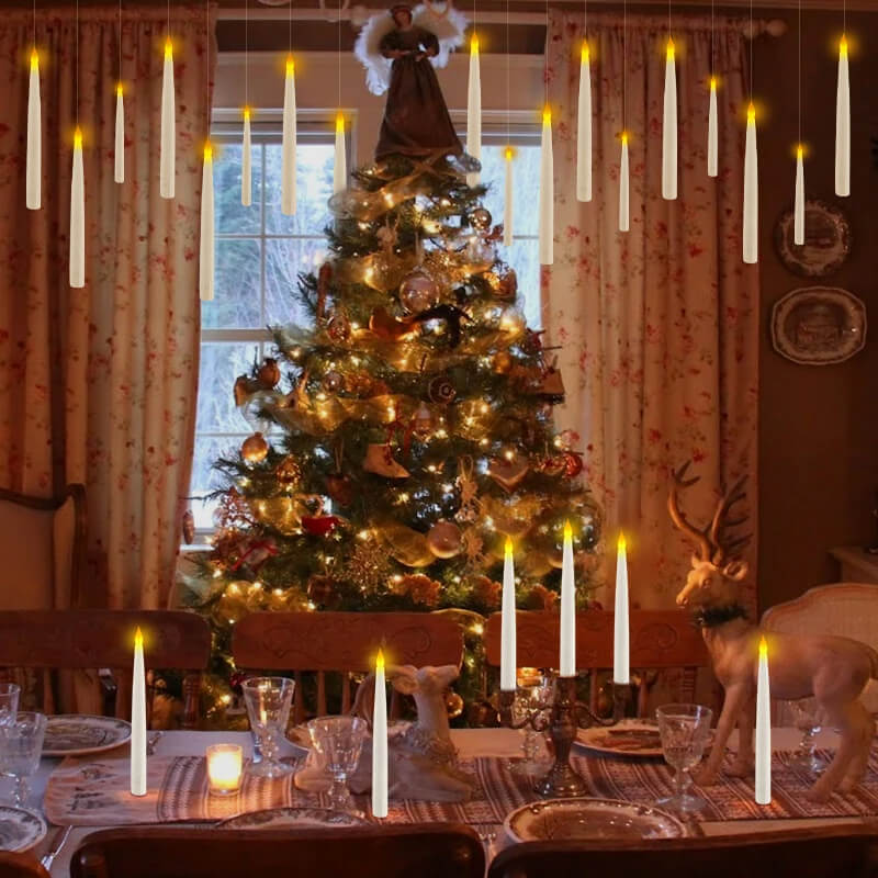 Svävande LED-Ljus med Trollstav Fjärrkontroll | Flamlösa Hängande Dekorationsljus för Jul, Halloween & Bröllop