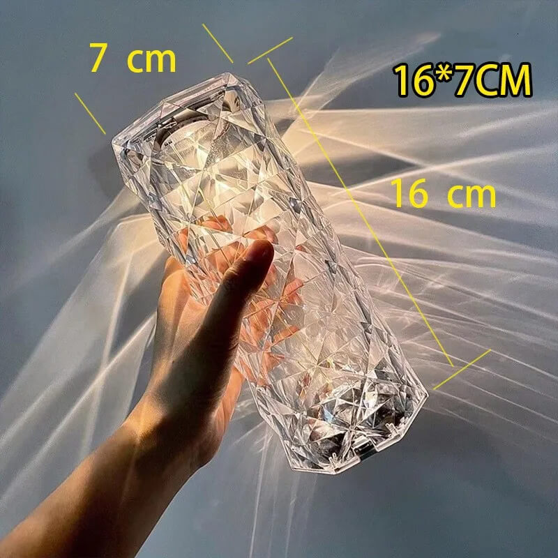 Kristallampa med 16 Färger & Diamantros LED-lampa – Touch & Fjärrkontroll USB Uppladdningsbar, Romantisk Stämning för Hemmet