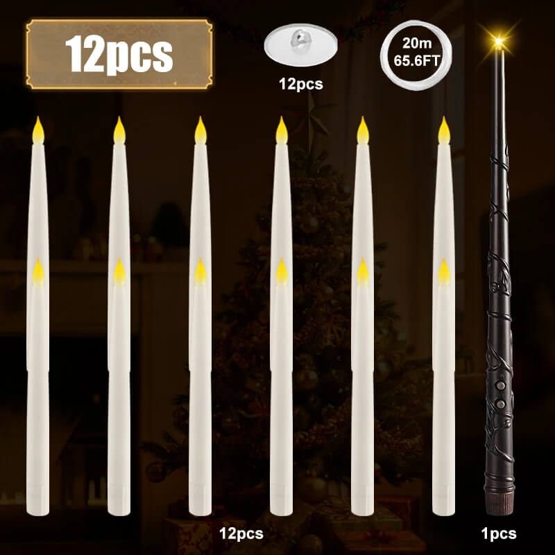 Svävande LED-Ljus med Trollstav Fjärrkontroll | Flamlösa Hängande Dekorationsljus för Jul, Halloween & Bröllop