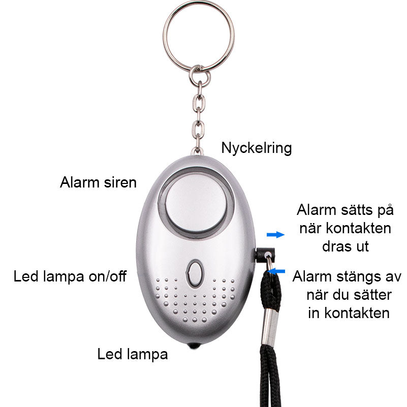 Petite alarme anti-agression 130 dB, 60 min