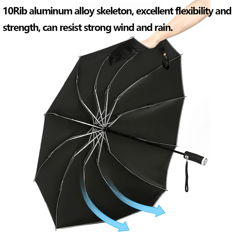 Parapluie pliable avec lampe de poche LED