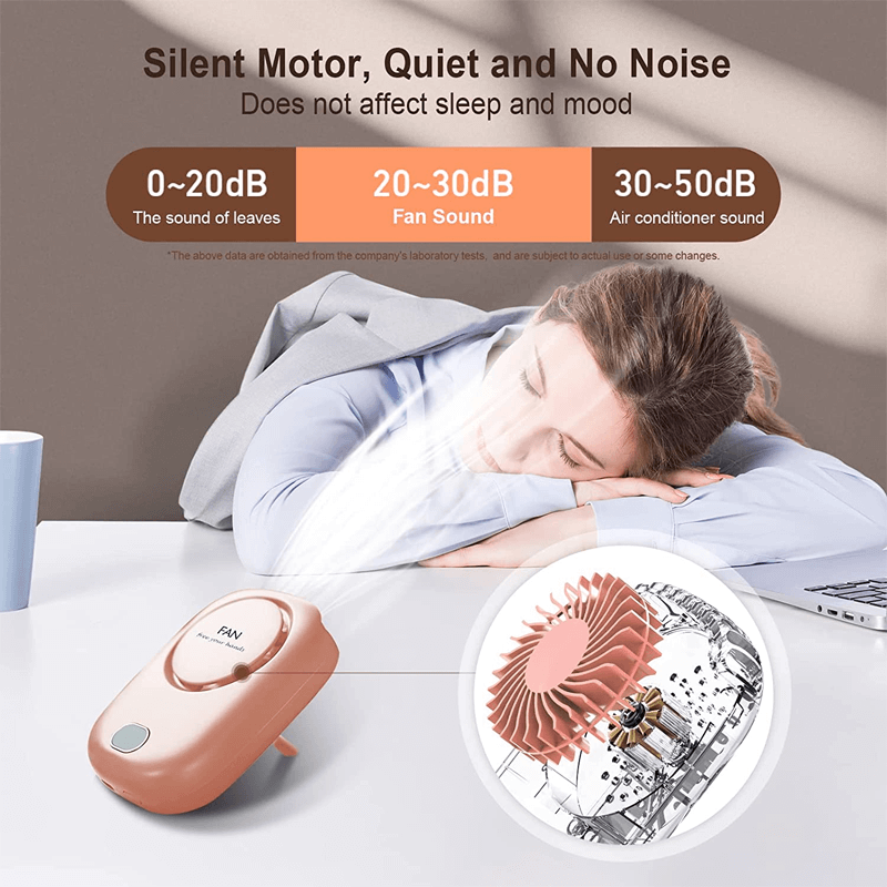 Mini-ventilateur de cou portable à suspendre, 2000 mAh