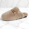 TeddyFinesse – Élégantes pantoufles mules en fausse fourrure avec<tamp>chaîne dorée : un confort douillet pour un usage à l'intérieur et en extérieur (usage léger)</tamp>