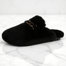 TeddyFinesse – Élégantes pantoufles mules en fausse fourrure avec<tamp>chaîne dorée : un confort douillet pour un usage à l'intérieur et en extérieur (usage léger)</tamp>