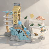 DinoTrack – Elektrisk Dubbelbanig Dinosaurie-rutschkana med Dynamiska Klättertrappor, Ljus & Musik för Barn