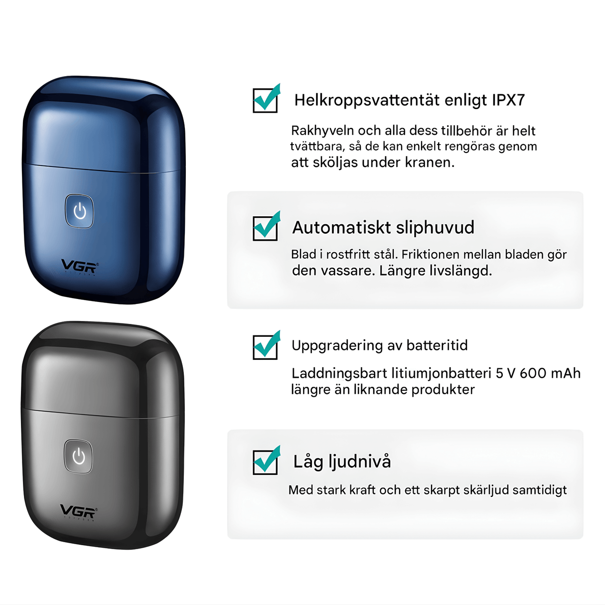 TrimAxis – Elektrisk Rakapparat för Män med Trippelblad, IPX7 Vattentålig Design & USB Type-C Snabbladdning